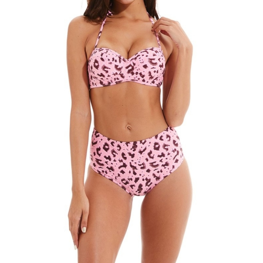 Pink Leopard Bikini Top & Bottoms.